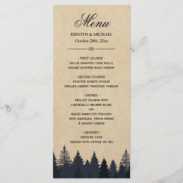 Rustic Gräs Träd Kraft Winter Wedding Menu Meny
