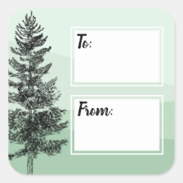 Rustic Gräs Träd Mint Skriva-on till/från Gift Mär Fyrkantigt Klistermärke