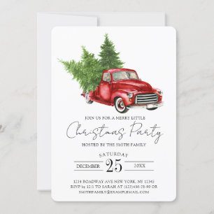 Rustic Gräs Träd Red Lastbil jul Party Inbjudan