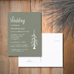 Rustic Gräs Träd Sage Grönt Avslappnad Bröllop Inbjudan Vykort