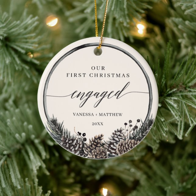 Rustic Gräs Wandemin Första jul Engagerad Julgransprydnad Keramik (Träd)