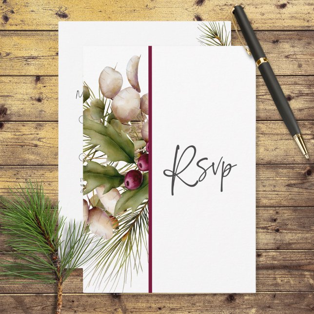 Rustic Gräs Winter Bouquet Bröllop OSA Kort (Skapare uppladdad)