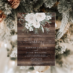 Rustic Gräs Winter Wedding Inbjudningar