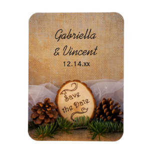 Rustic Gräs Woodland Bröllop spara datum Magnet