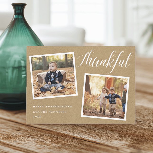Rustic Gratitude | Thanksgiving Fotokollokort Julkort (Skapare uppladdad)