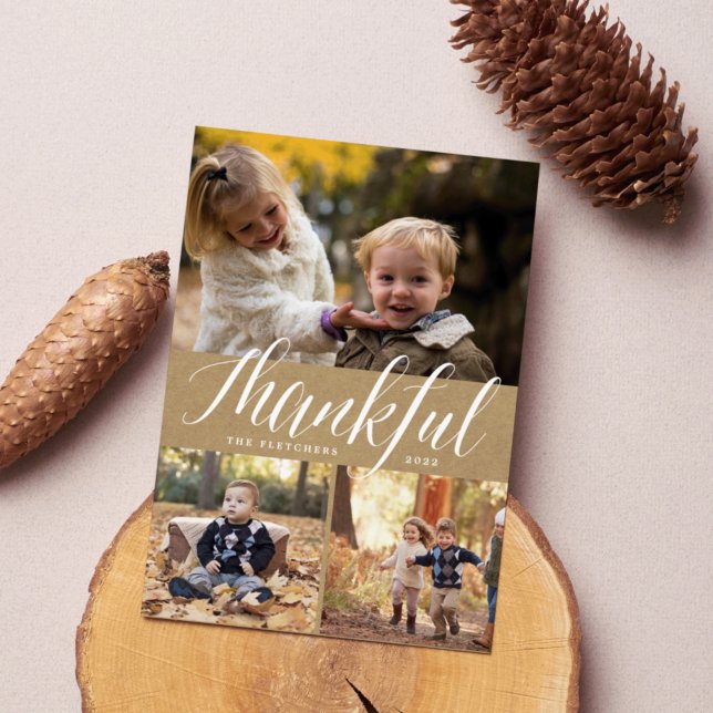Rustic Gratitude | Thanksgiving Fotokollokort Julkort (Skapare uppladdad)