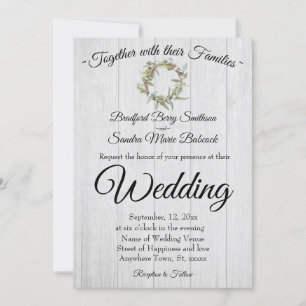Rustic Grått Barn Wood, Eucalyptus Wandan Bröllop Inbjudningar