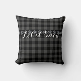 Rustic grått Black plaid - låt det snöa Kudde