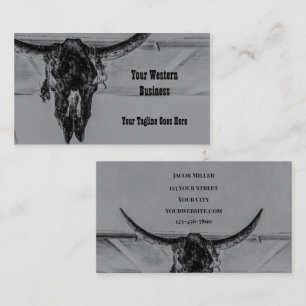 Rustic Grått Black Western Cow Skull Visitkort
