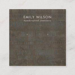 RUSTIC GRÅTT BRONZE LINE STUD EARRING VISNING CARD FYRKANTIGT VISITKORT