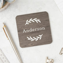 Rustic Grått Brown Wood Laurel Efternamn Monogram
