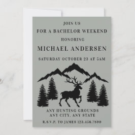 Rustic Grått Buck Hunting Bachelor Helg Inbjudningar