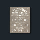 Rustic Grått Burlap Artikel Bröllop Datum Canvas<br><div class="desc">Den här anpassningsbarnas inslagna arbetsyta är perfektens gåva till en annan viktig arbetsyta. Det här objektet har en strålande grått-bakgrund med rubriken "Varje kärlek-historia är vacker, men vår är min favorit". Anpassa data med den dag du träffades, den dag du har var engagerad och ditt bröllop-datum. Se till att det...</div>
