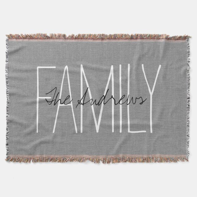 Rustic Grått Chic Family Monogram Mysfilt (Framsidan)