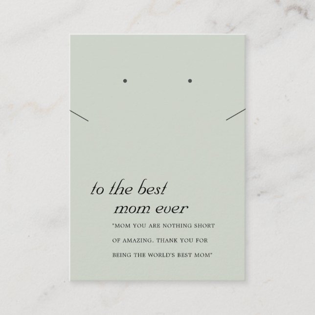 RUSTIC GRÅTT GRÖNT MAMMA GIFT NECKLACE EARRING Car Placeringskort (Framsida)