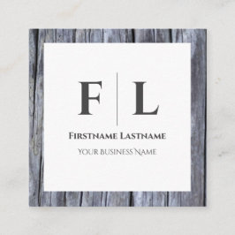 Rustic grått-inredingsdesign med initialer fyrkantigt visitkort