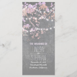 Rustic Grått och Rosa Träd Grenar Bröllopsprogram Program