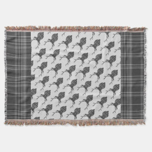 Rustic Grått Scottish Tartan Stags Head Antler Mysfilt