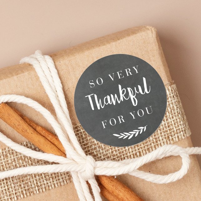 Rustic Grått Thanksgiving höstfälla Runt Klistermärke (Skapare uppladdad)