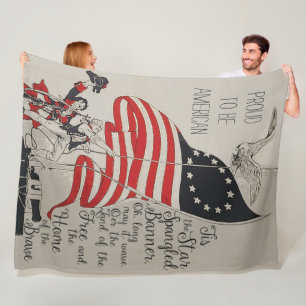 Rustic Grått Vintage United States Flagga Fleecefilt