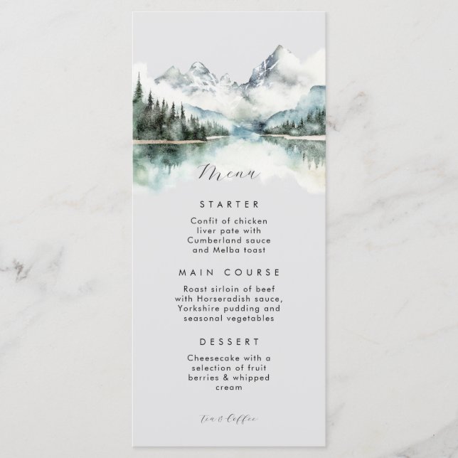 Rustic grått vinterskog, Flat Menu Meny (Framsida)