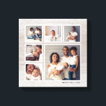 Rustic Grått Weasted Wood 6 Square Photo Collage Canvastryck<br><div class="desc">Lägg till sex av dina favoritfoton i familjen för att skapa en vacker, unik fotokollage som figurerar på arbetsytan med en större fokalbild och fem mindre fyrkanter runt den. Anpassa den med din familj namn och årets eller annan anpassningsbar text. Utformningen har en fin träbakgrund i en neutralt lätt vävt...</div>