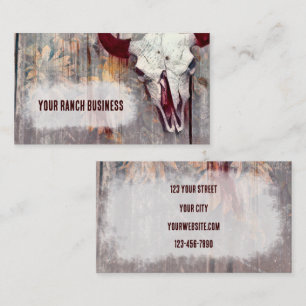 Rustic Grått Western Bull Skull Gult Solblommor Visitkort