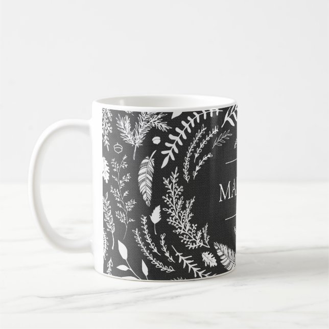 Rustic Grått Winter Monogram Kaffemugg (Vänster)