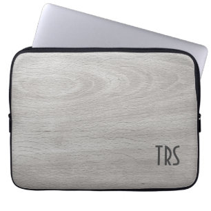 Rustic Grått Wood Grain Monogram Laptop Fodral