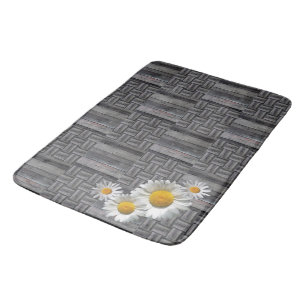Rustic Grått Wood och Daisy Bath Mat Badrumsmatta