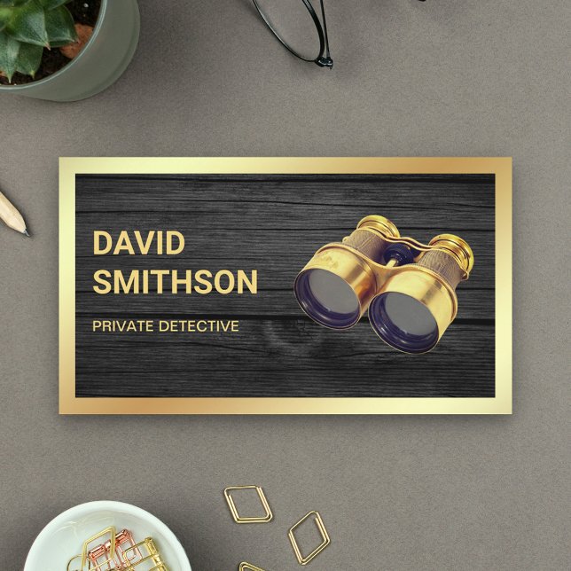 Rustic Grått Wood Private Investigator Visitkort (Skapare uppladdad)