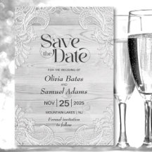 Rustic Grått Wood Snöre Bröllop