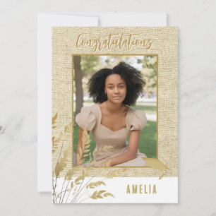 Rustic Grattis Guld Foliage Student Photo Kort