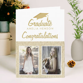 Rustic Grattis Student 2 Photo Collage Kort