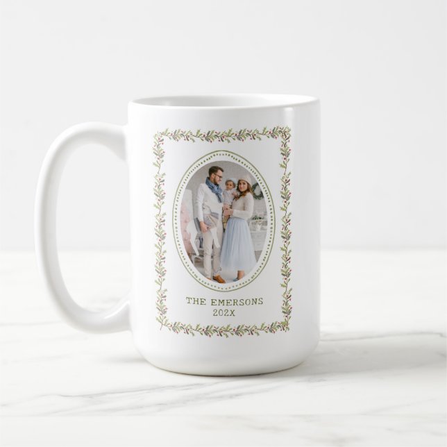 Rustic Green Botanical Christmas Mug Kaffemugg (Vänster)
