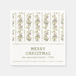 Rustic Green Botanical Christmas Pappersservett