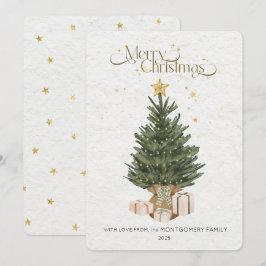 Rustic Green Christmas Tree Holiday Card Julkort
