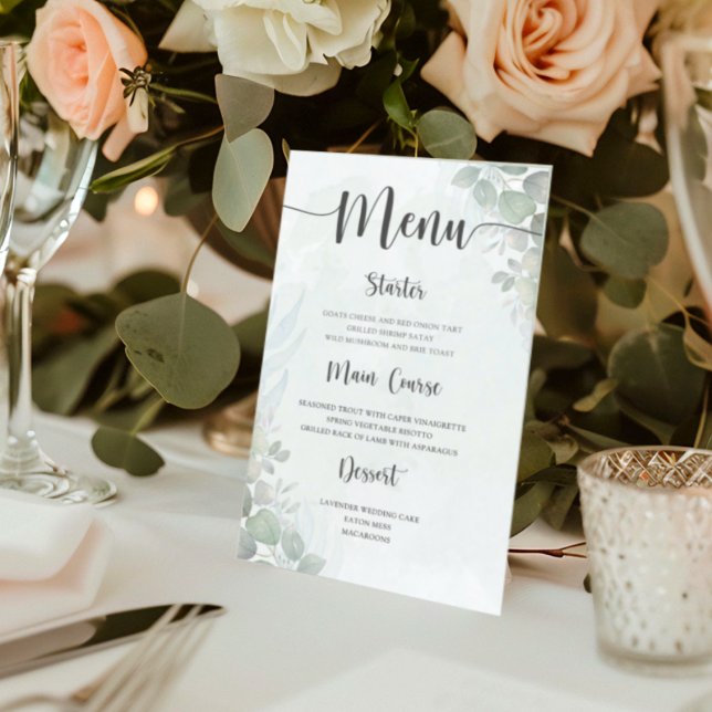 Rustic Green Eucalyptus Wedding Menu (Skapare uppladdad)
