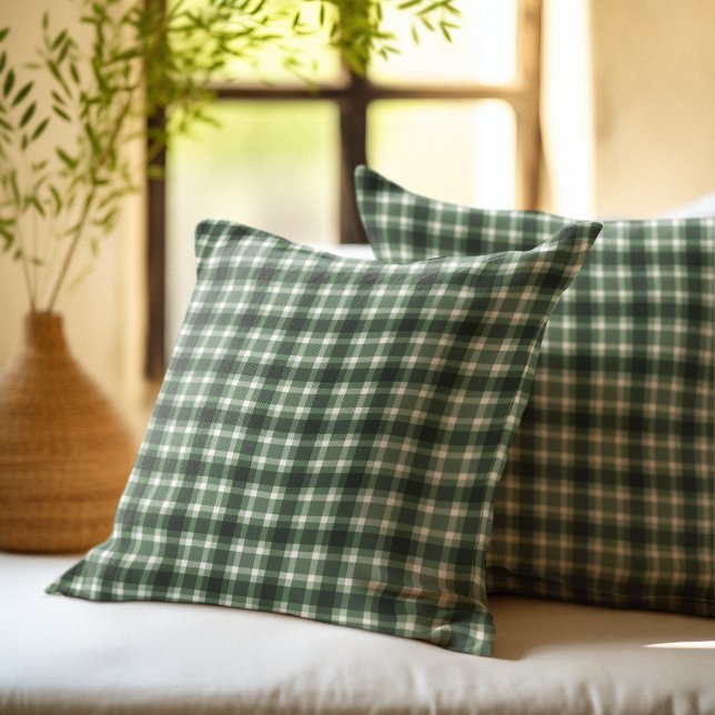 Rustic Green Gingham Plaid farmhouse pattern Kudde (Skapare uppladdad)