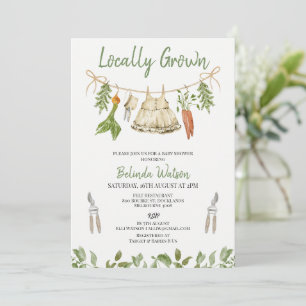 Rustic Green Girls Lokalt Odlad Baby Shower Inbjudningar