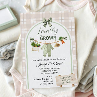 Rustic Green Locally Grown Baby Shower Invitation  Inbjudningar