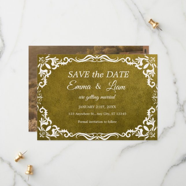 Rustic Green Mexican Wedding – Save the Date Spara Datumet (Fram/Back In Situ)