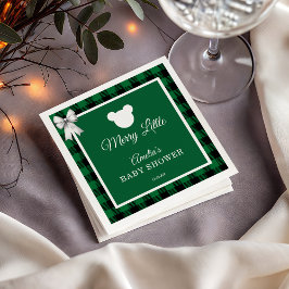 Rustic Green Plaid Merry Little Baby Shower Pappersservett