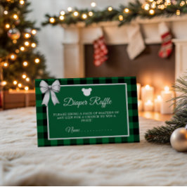 Rustic Green Plaid Merry Little Diaper Raffle Tilläggskort
