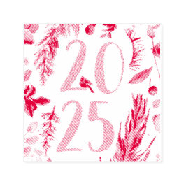 Rustic Greenery 2025 Blue New Years Helgdag Självfärgande Stämpel