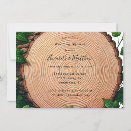 Rustic Greenery and Wood Slice Möhippa Inbjudningar