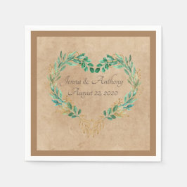 Rustic Greenery Antique Heart Benice Bröllop Pappersservett