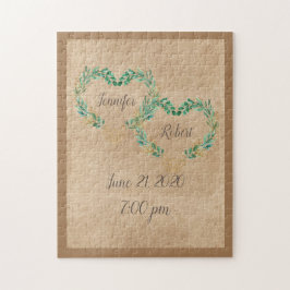 Rustic Greenery Antique Heart Benice Bröllop Pussel