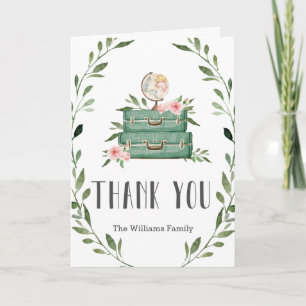 Rustic Greenery Äventyr Baby Shower Suitcases Tack Kort