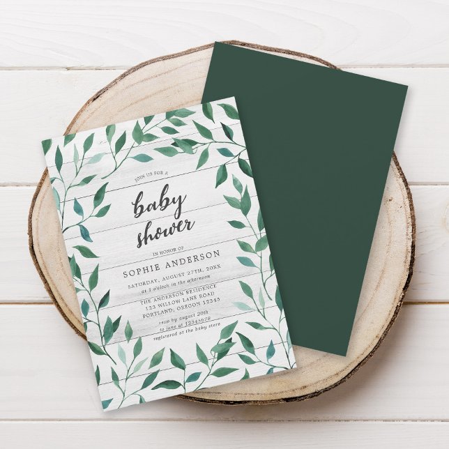 Rustic Greenery Baby Shower Inbjudningar (Skapare uppladdad)